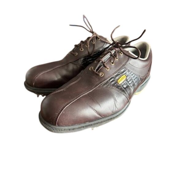 FootJoy “DryJoys” Men\'s sz 10M 53622 In Leather and Alligator Print Golf Shoes